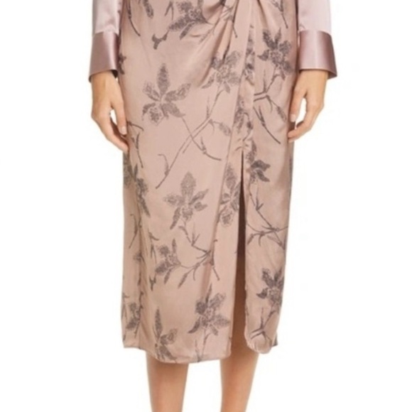 NWT Vince Iris Floral Jacquard Twist Knot Midi Skirt - Picture 2 of 5